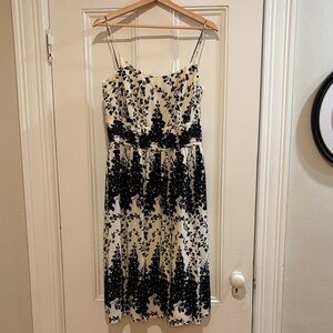 Ann Taylor Black and Cream Midi Dress